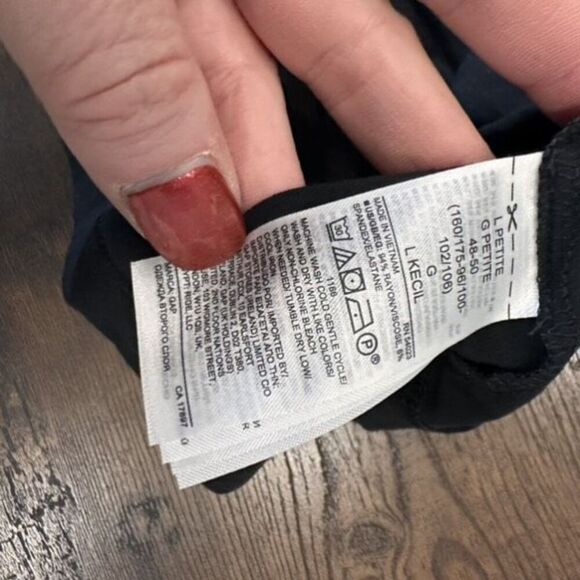 NWT Gap Tie Waisted Black Casual Dress Jersey Knit Size Large Stretch Minimalist - Picture 9 of 12